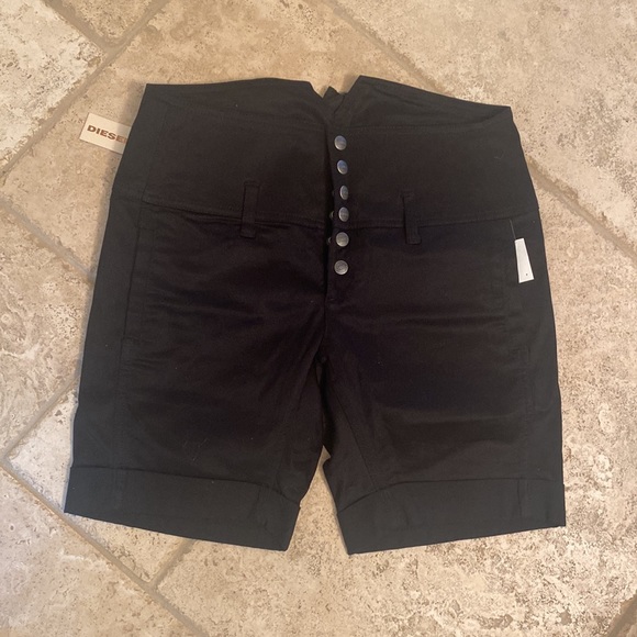 Diesel front buttoned shorts with buckle detail in the back. - Picture 2 of 8